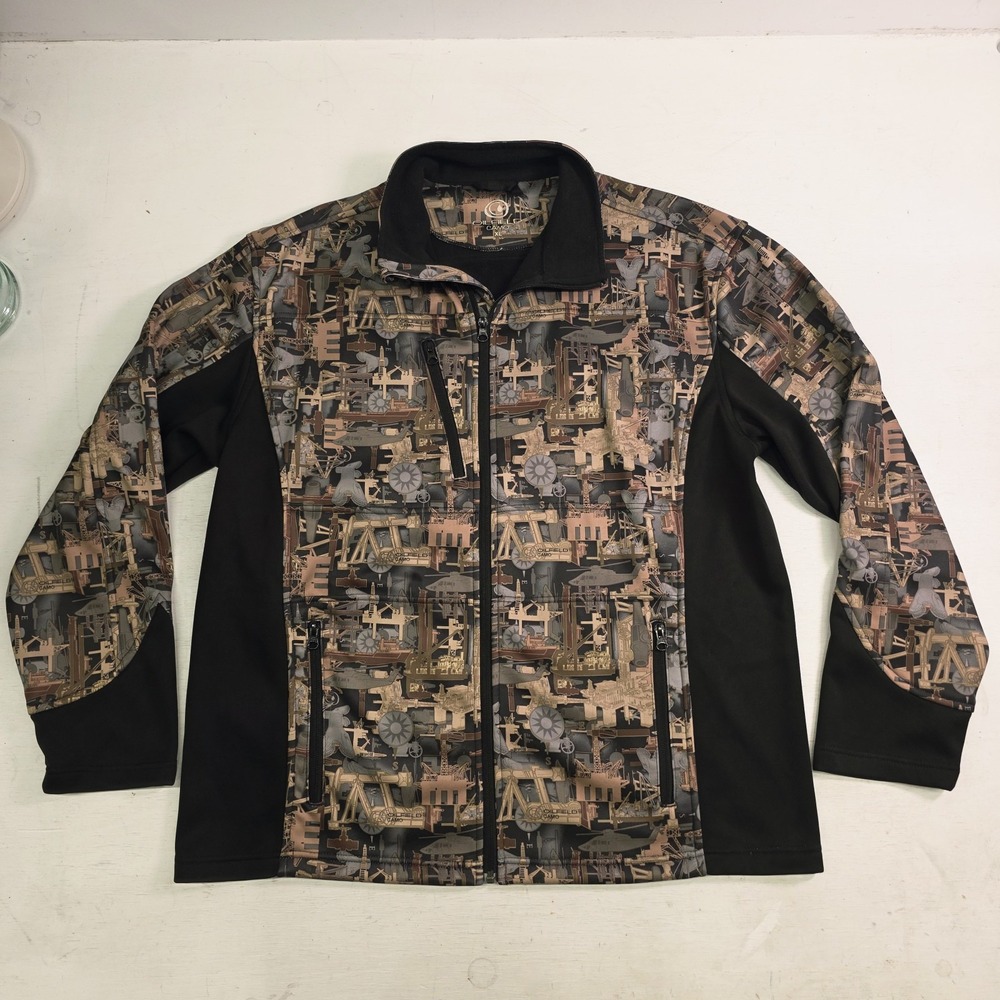 Oilfield Camo Soft‎ Shell AOP Jacket Men's Size XL Full Zip Long Sleeve Hunting